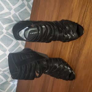 Wedged Leather Strap Heels